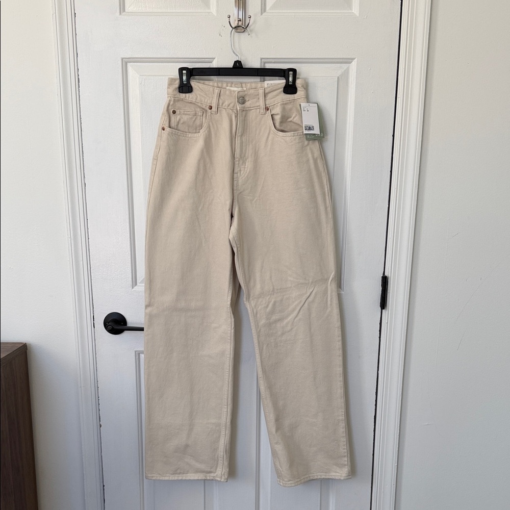 H&M Cream Straight Leg Jeans